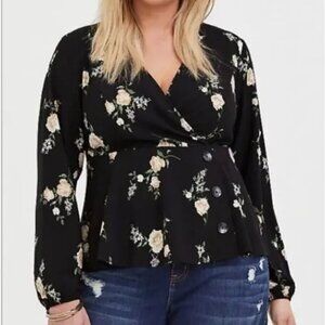 Torrid Floral Print Peplum Blouse